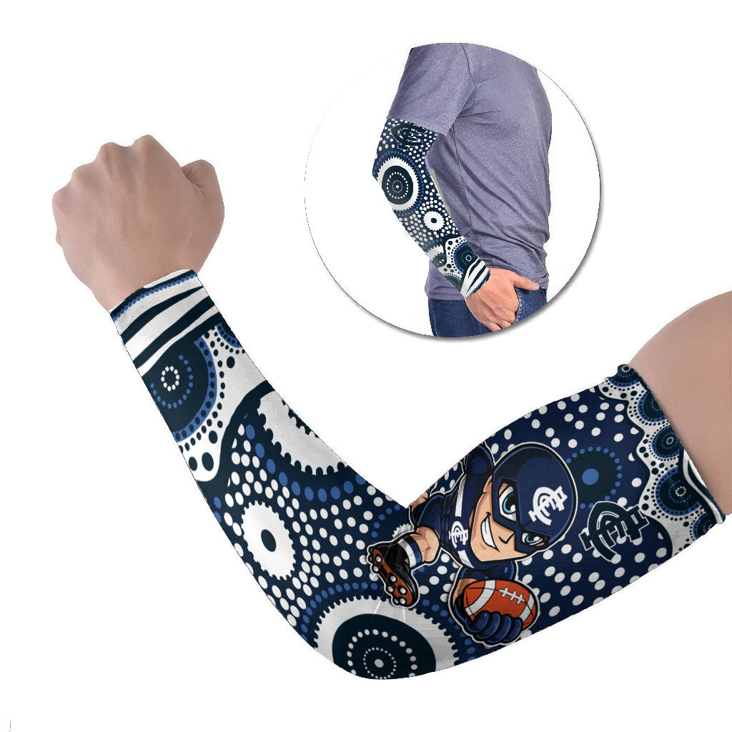 Carlton Blues Arm Sleeves Aboriginal Dot Pattern - Football Mascot Heritage Pride