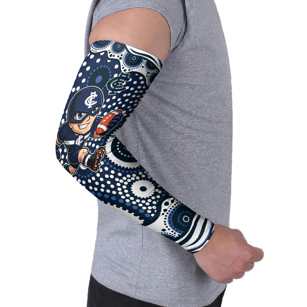 Carlton Blues Arm Sleeves Aboriginal Dot Pattern - Football Mascot Heritage Pride