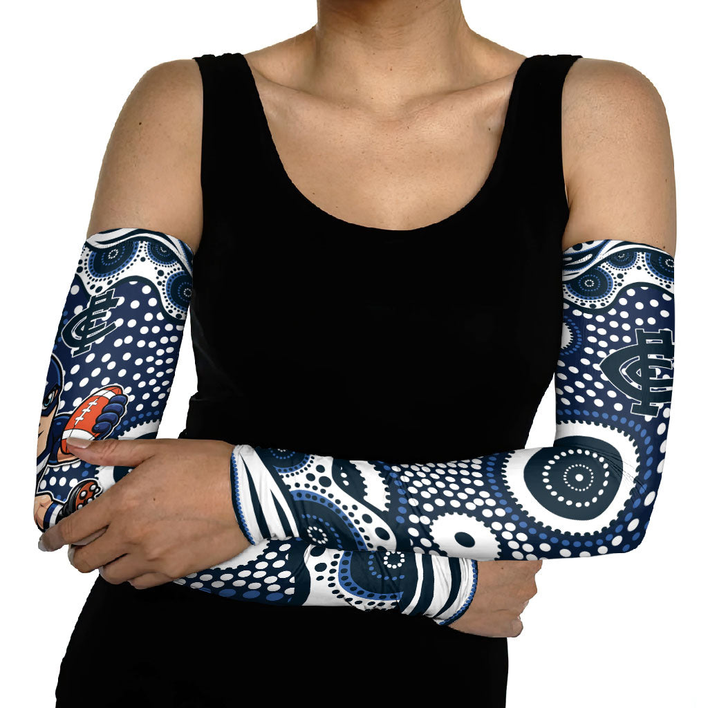 Carlton Blues Arm Sleeves Aboriginal Dot Pattern - Football Mascot Heritage Pride