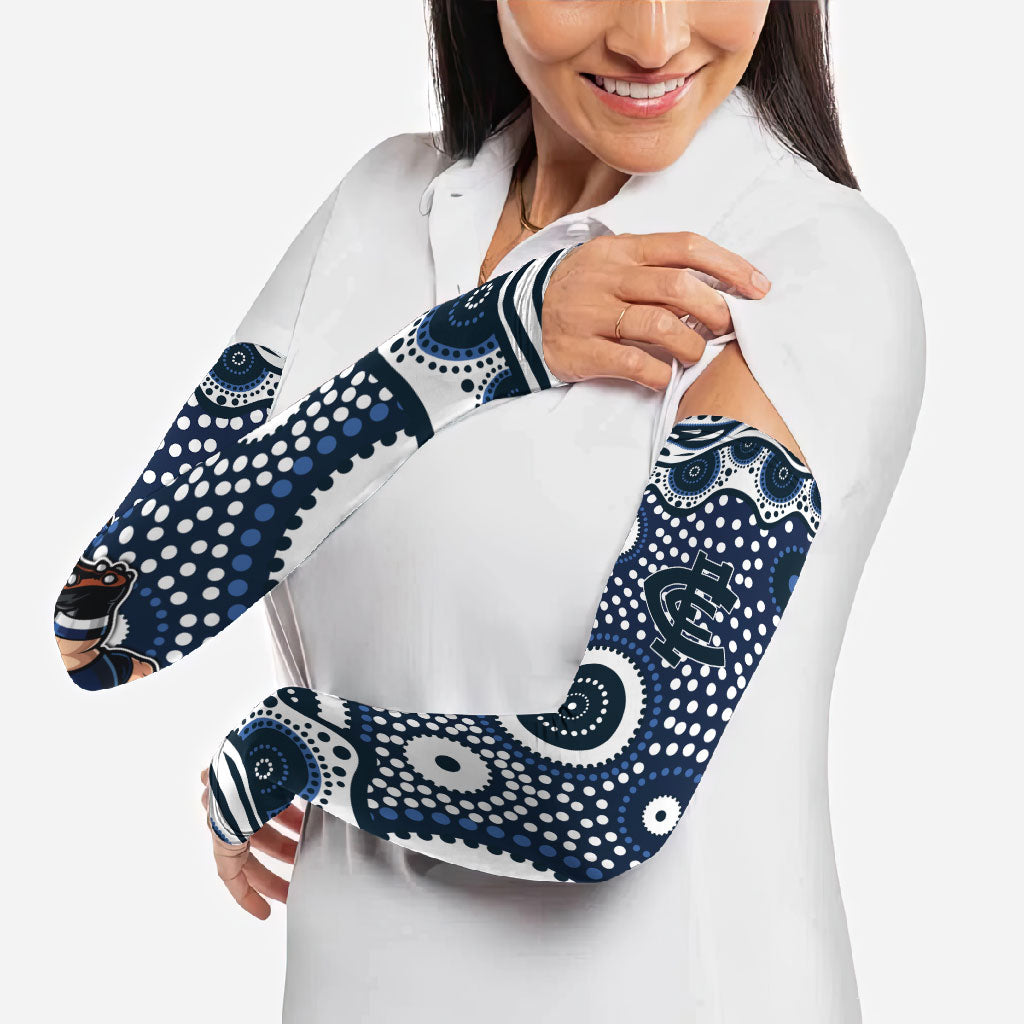 Carlton Blues Arm Sleeves Aboriginal Dot Pattern - Football Mascot Heritage Pride