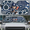 Carlton Blues Auto Sun Shade Aboriginal Dot Pattern - Football Mascot Heritage Pride