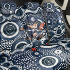 Carlton Blues Back Car Seat Cover Aboriginal Dot Pattern - Football Mascot Heritage Pride