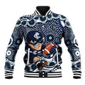 Carlton Blues Baseball Jacket Aboriginal Dot Pattern - Football Mascot Heritage Pride