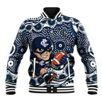 Carlton Blues Baseball Jacket Aboriginal Dot Pattern - Football Mascot Heritage Pride