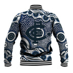 Carlton Blues Baseball Jacket Aboriginal Dot Pattern - Football Mascot Heritage Pride