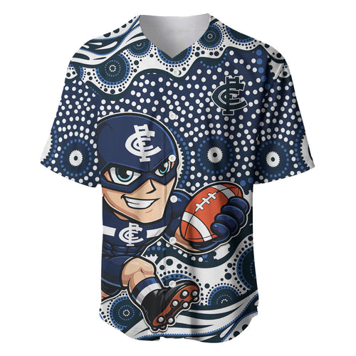 Carlton Blues Baseball Jersey Aboriginal Dot Pattern - Football Mascot Heritage Pride
