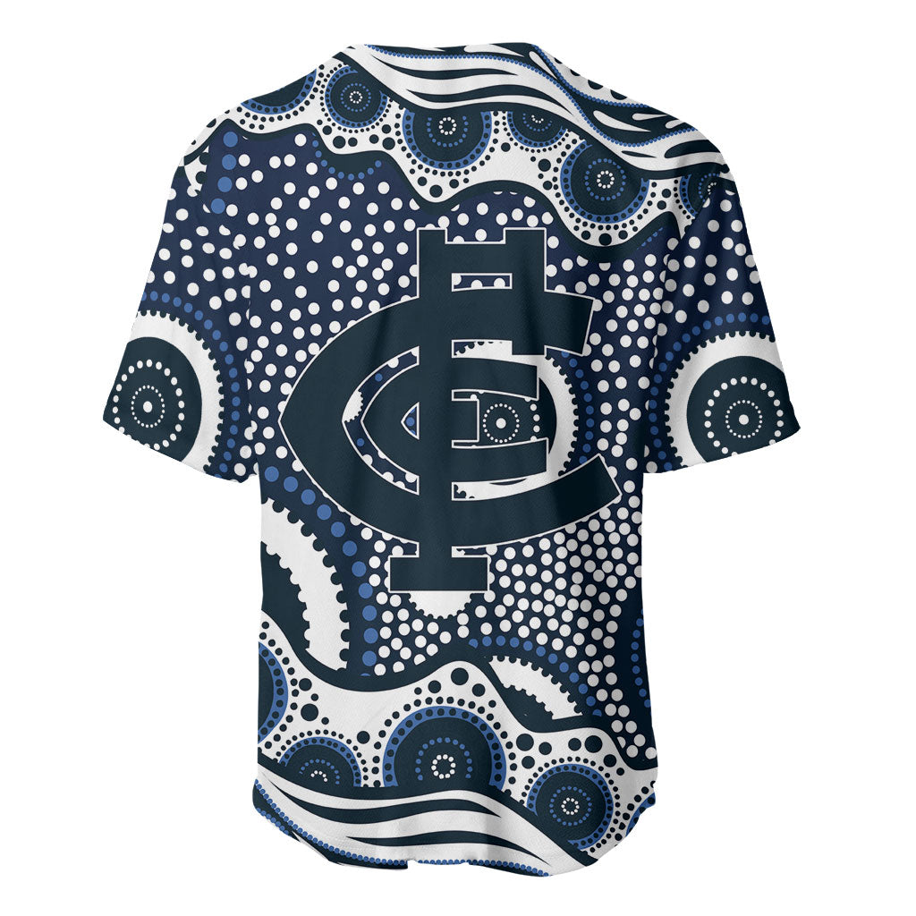 Carlton Blues Baseball Jersey Aboriginal Dot Pattern - Football Mascot Heritage Pride