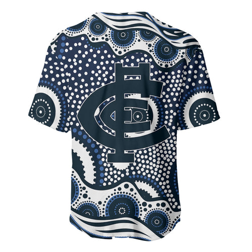 Carlton Blues Baseball Jersey Aboriginal Dot Pattern - Football Mascot Heritage Pride