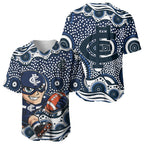 Carlton Blues Baseball Jersey Aboriginal Dot Pattern - Football Mascot Heritage Pride