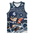 Carlton Blues Basketball Jersey Aboriginal Dot Pattern - Football Mascot Heritage Pride