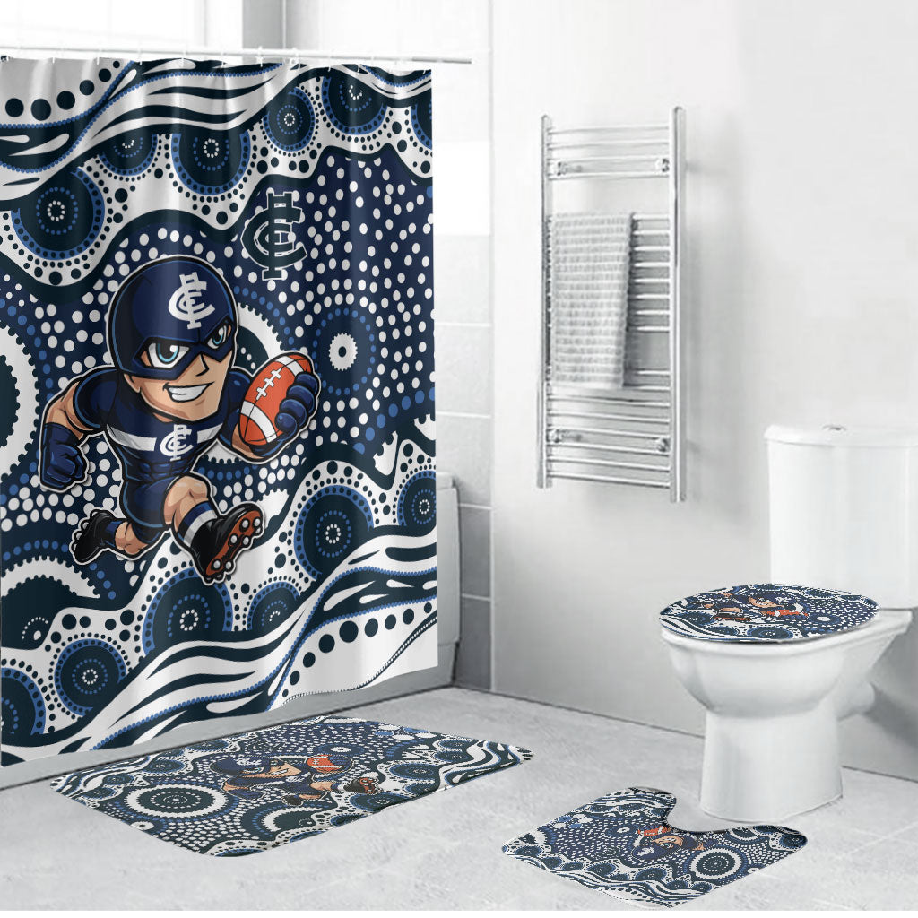 Carlton Blues Bathroom Set Aboriginal Dot Pattern - Football Mascot Heritage Pride