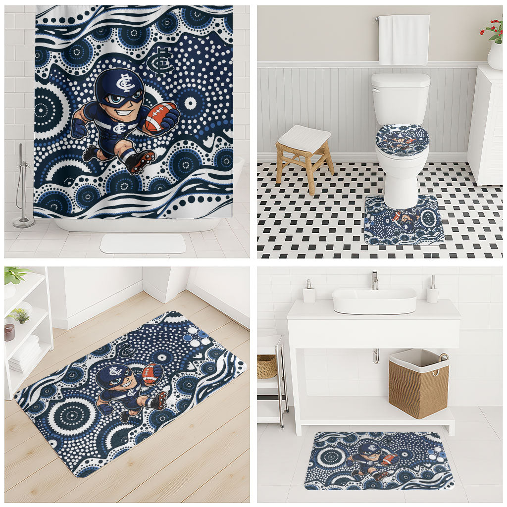 Carlton Blues Bathroom Set Aboriginal Dot Pattern - Football Mascot Heritage Pride