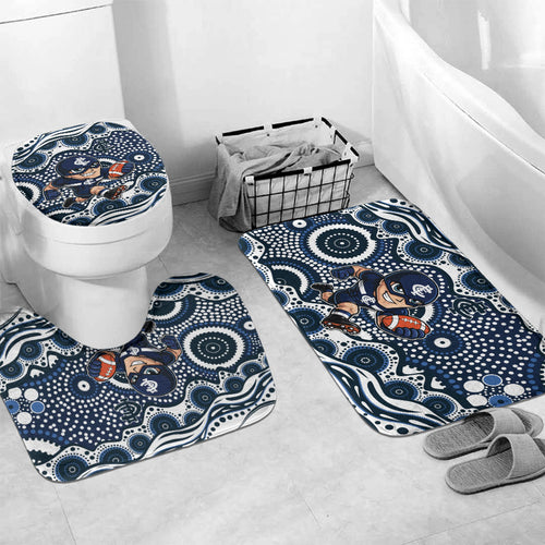 Carlton Blues Bathroom Set Aboriginal Dot Pattern - Football Mascot Heritage Pride