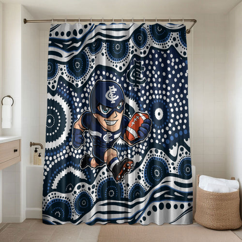 Carlton Blues Bathroom Set Aboriginal Dot Pattern - Football Mascot Heritage Pride