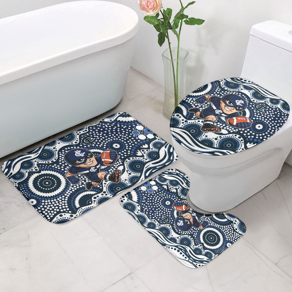 Carlton Blues Bathroom Set Aboriginal Dot Pattern - Football Mascot Heritage Pride