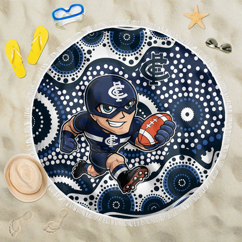 Carlton Blues Beach Blanket Aboriginal Dot Pattern - Football Mascot Heritage Pride