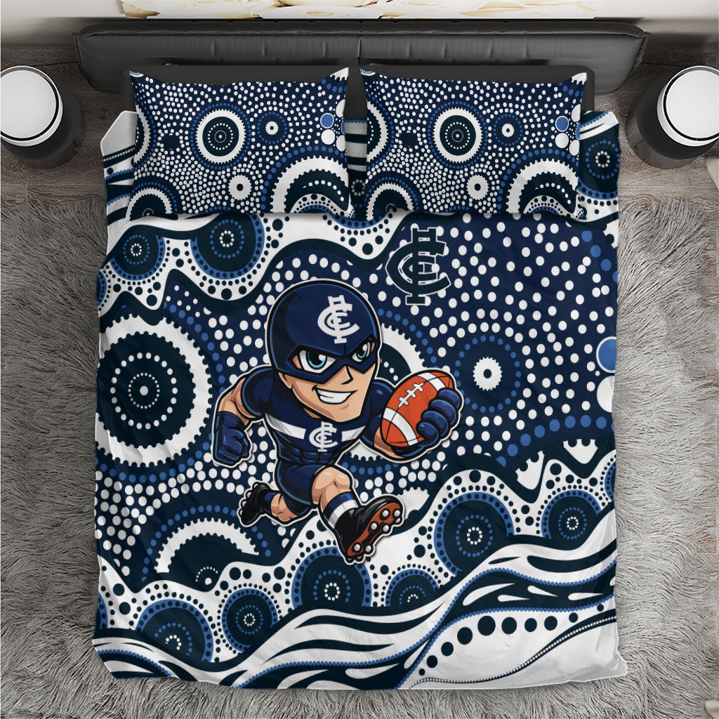Carlton Blues Bedding Set Aboriginal Dot Pattern - Football Mascot Heritage Pride