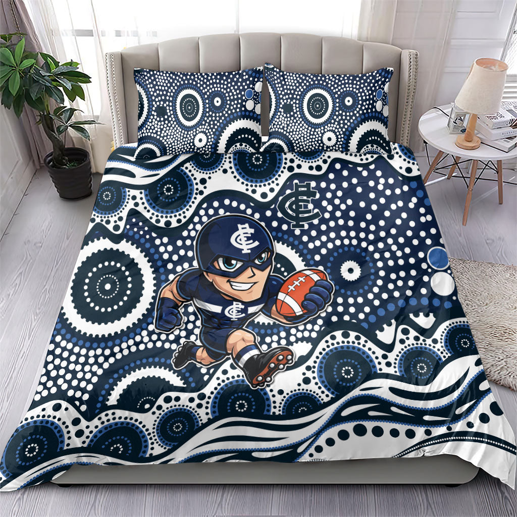 Carlton Blues Bedding Set Aboriginal Dot Pattern - Football Mascot Heritage Pride