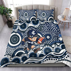 Carlton Blues Bedding Set Aboriginal Dot Pattern - Football Mascot Heritage Pride