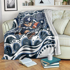 Carlton Blues Blanket Aboriginal Dot Pattern - Football Mascot Heritage Pride