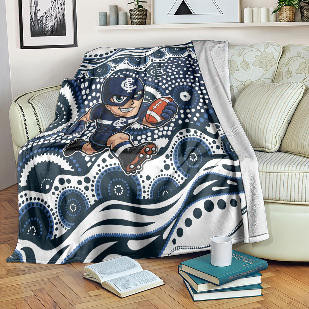 Carlton Blues Blanket Aboriginal Dot Pattern - Football Mascot Heritage Pride