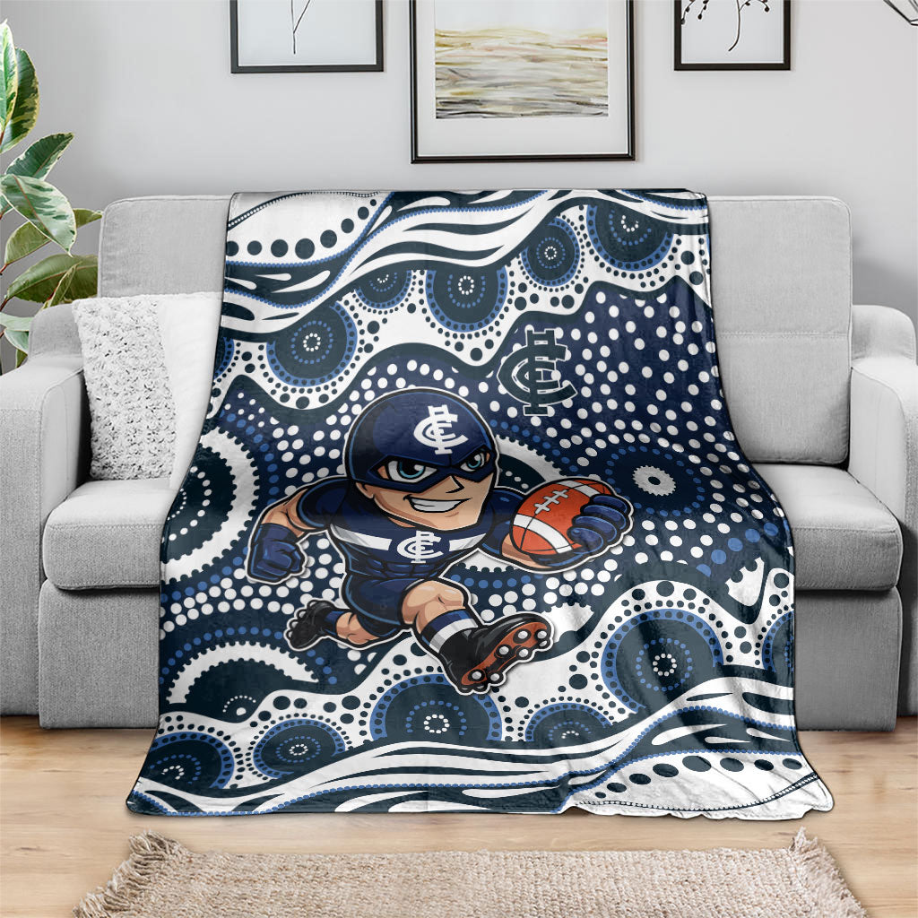 Carlton Blues Blanket Aboriginal Dot Pattern - Football Mascot Heritage Pride