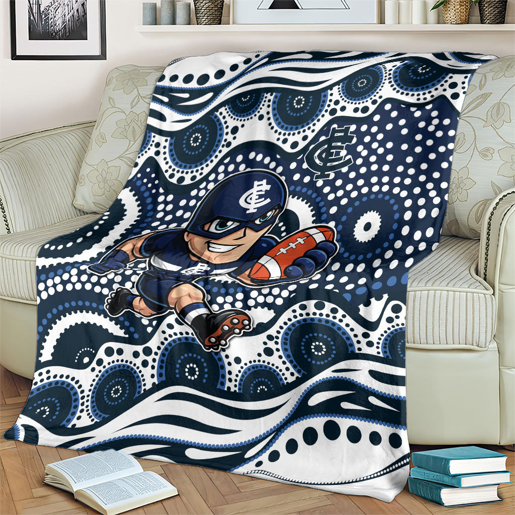 Carlton Blues Blanket Aboriginal Dot Pattern - Football Mascot Heritage Pride
