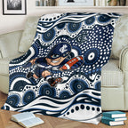 Carlton Blues Blanket Aboriginal Dot Pattern - Football Mascot Heritage Pride