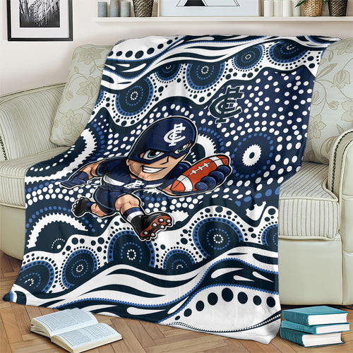 Carlton Blues Blanket Aboriginal Dot Pattern - Football Mascot Heritage Pride