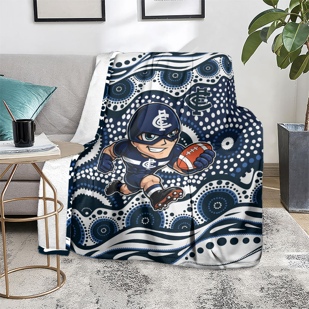 Carlton Blues Blanket Aboriginal Dot Pattern - Football Mascot Heritage Pride