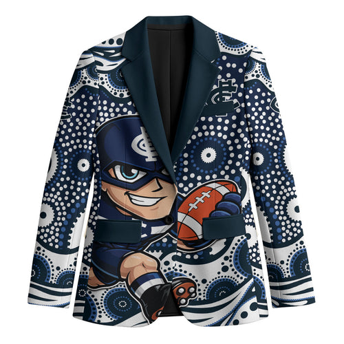 Carlton Blues Blazer Aboriginal Dot Pattern - Football Mascot Heritage Pride
