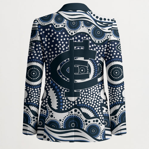 Carlton Blues Blazer Aboriginal Dot Pattern - Football Mascot Heritage Pride