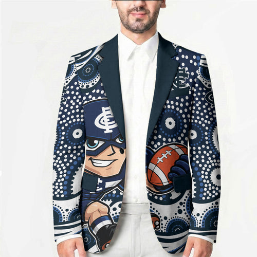 Carlton Blues Blazer Aboriginal Dot Pattern - Football Mascot Heritage Pride