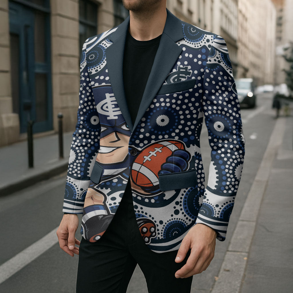 Carlton Blues Blazer Aboriginal Dot Pattern - Football Mascot Heritage Pride