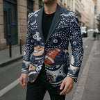 Carlton Blues Blazer Aboriginal Dot Pattern - Football Mascot Heritage Pride