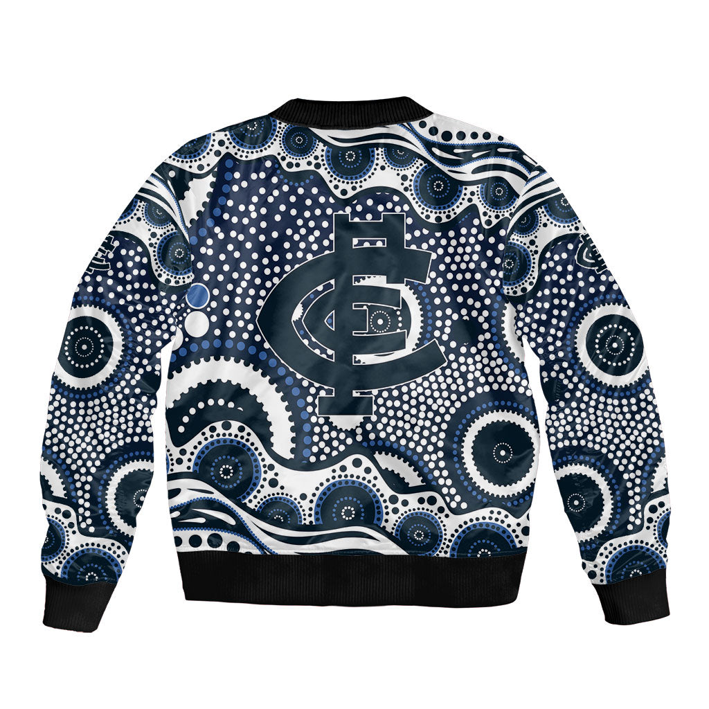 Carlton Blues Bomber Jacket Aboriginal Dot Pattern - Football Mascot Heritage Pride