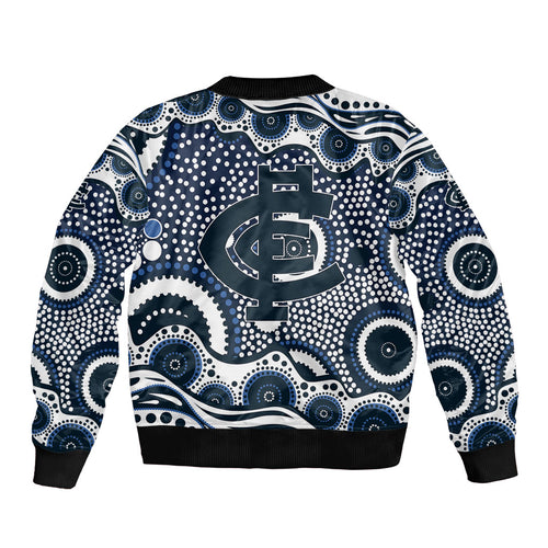 Carlton Blues Bomber Jacket Aboriginal Dot Pattern - Football Mascot Heritage Pride