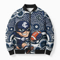 Carlton Blues Bomber Puffer Jacket Aboriginal Dot Pattern - Football Mascot Heritage Pride