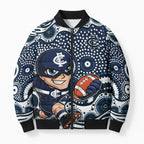 Carlton Blues Bomber Puffer Jacket Aboriginal Dot Pattern - Football Mascot Heritage Pride