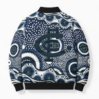 Carlton Blues Bomber Puffer Jacket Aboriginal Dot Pattern - Football Mascot Heritage Pride