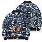 Carlton Blues Bomber Puffer Jacket Aboriginal Dot Pattern - Football Mascot Heritage Pride