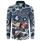 Carlton Blues Button Sweatshirt Aboriginal Dot Pattern - Football Mascot Heritage Pride
