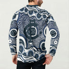 Carlton Blues Button Sweatshirt Aboriginal Dot Pattern - Football Mascot Heritage Pride