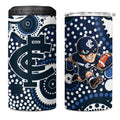 Carlton Blues 4 in 1 Can Cooler Tumbler Aboriginal Dot Pattern - Football Mascot Heritage Pride