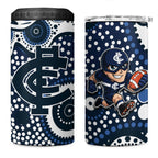 Carlton Blues 4 in 1 Can Cooler Tumbler Aboriginal Dot Pattern - Football Mascot Heritage Pride