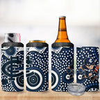 Carlton Blues 4 in 1 Can Cooler Tumbler Aboriginal Dot Pattern - Football Mascot Heritage Pride