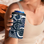 Carlton Blues 4 in 1 Can Cooler Tumbler Aboriginal Dot Pattern - Football Mascot Heritage Pride