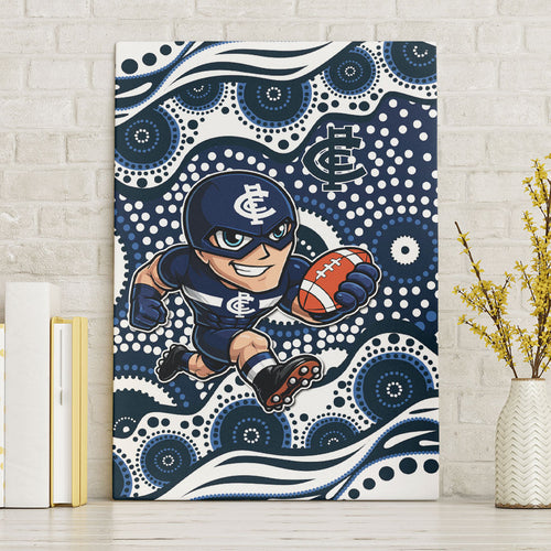Carlton Blues Canvas Wall Art Aboriginal Dot Pattern - Football Mascot Heritage Pride