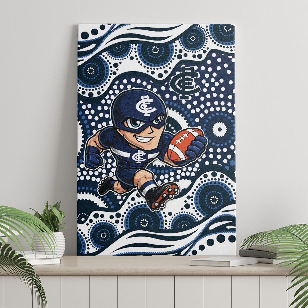 Carlton Blues Canvas Wall Art Aboriginal Dot Pattern - Football Mascot Heritage Pride
