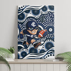 Carlton Blues Canvas Wall Art Aboriginal Dot Pattern - Football Mascot Heritage Pride